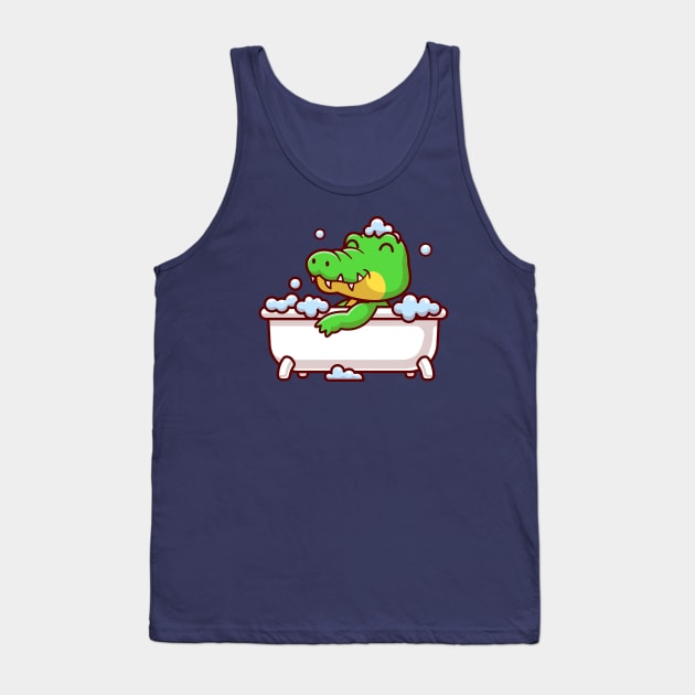 Cute Crocodile Bathing In Bathtub Cartoon Tank Top by Catalyst Labs